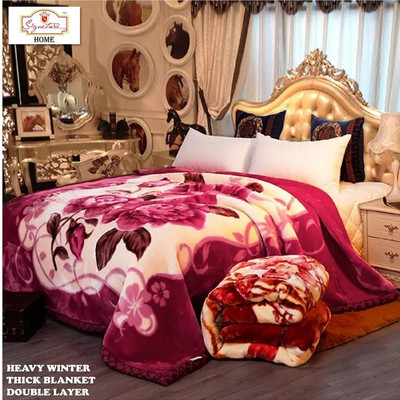 Signature Floral Double Mink Blanket for  Heavy Winter(Fur, Multicolor)