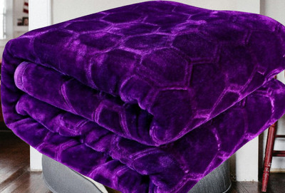 KIXTA Self Design Double Mink Blanket for  Heavy Winter(Microfiber, Purple)