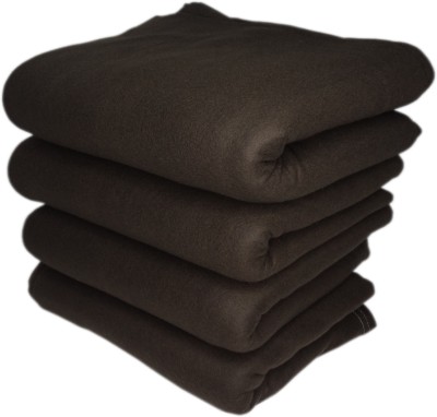 HOMIEE Solid Double Fleece Blanket for  Mild Winter(Polyester, Brown)