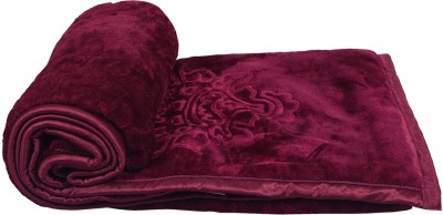 Relaxfeel Floral Double Mink Blanket for  Mild Winter(Microfiber, Wine)