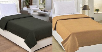 n g products Solid Single Fleece Blanket for  Mild Winter(Polyester, Green, Beige)