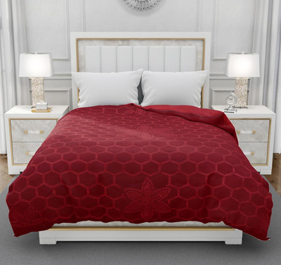 Shivam impex Self Design Double Mink Blanket for  Heavy Winter(Woollen Blend, Maroon)