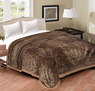 Swikon star Floral Double Mink Blanket for  Heavy Winter(Microfiber, Brown)