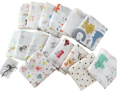 TENIYU Printed, Animal, Cartoon, Self Design Crib Swaddling Baby Blanket for  Mild Winter(Muslin, Multicolor (Pack of 2))