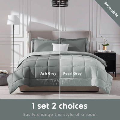 lacoza Geometric Double Comforter for  Heavy Winter(Microfiber, Grey)