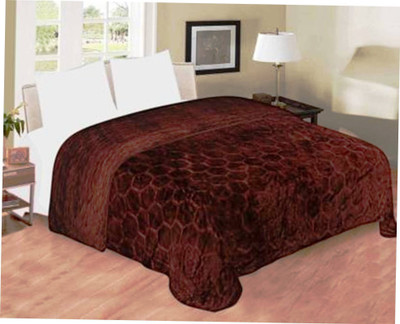 ACZO FEEL Floral Double Mink Blanket for  Heavy Winter(Microfiber, Brown)
