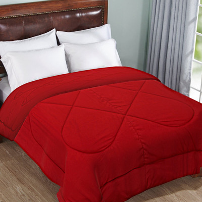 KUBER INDUSTRIES Solid Double Comforter for  Heavy Winter(Microfiber, Red)