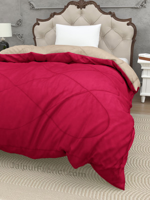 KWALITY DREAMS Solid Single Comforter for  AC Room(Poly Cotton, White and Red)