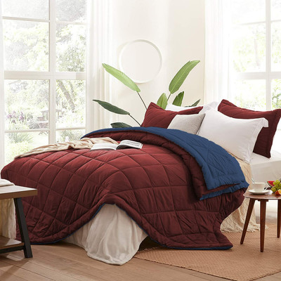 Sasimo Solid Double Comforter for  AC Room(Microfiber, Maroon, Navy)