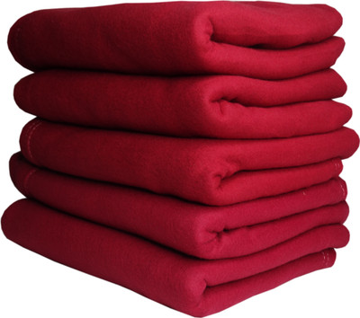 HOMIEE Solid Single Fleece Blanket for  Mild Winter(Polyester, Red)