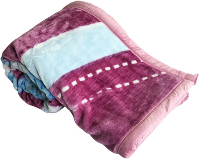 WARMZY Floral Single Sherpa Blanket for  Heavy Winter(Polyester, pink blue)