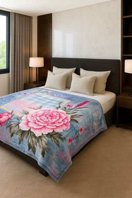 Signature Abstract Double Mink Blanket for  Mild Winter(Polyester, Twilight Bloom)