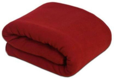 n g products Solid Single Fleece Blanket for  Mild Winter(Polyester, Red)