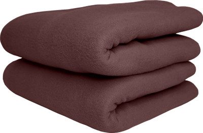 HOMIEE Solid Double Fleece Blanket for  Heavy Winter(Polyester, 2 Brown)