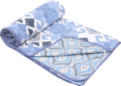 CHICERY Printed Single Dohar for  Heavy Winter(Cotton, blue flower)