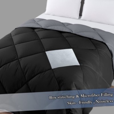 Ononlie Solid Double Comforter for  AC Room(Cotton, Black-Grey)