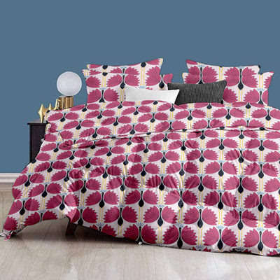 Bask and Belle Abstract Single Comforter for  AC Room(Cotton, Maroon)