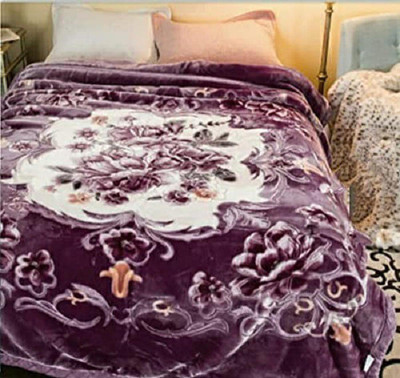 Bajia Creation Printed Double Mink Blanket for  Heavy Winter(Microfiber, Purple)