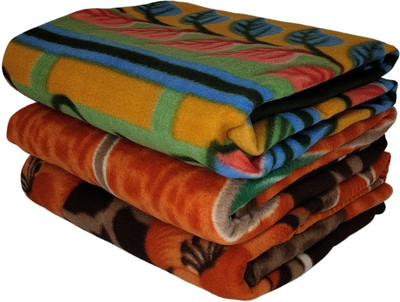 HOMIEE Solid Single Fleece Blanket for  Heavy Winter(Polyester, 3 Printed)