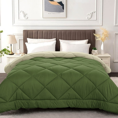 MISTIVA Solid Double Comforter for  AC Room(Microfiber, SAGEGREEN&CREAM)