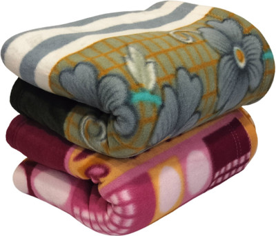 WARMZY Floral Single Fleece Blanket for  Heavy Winter(Polyester, 2 set type-01)
