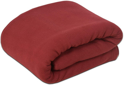 n g products Solid Single Fleece Blanket for  Mild Winter(Polyester, Red)