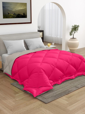 TUNDWAL'S Solid Single Comforter for  Heavy Winter(Microfiber, Dark Pink,off White)