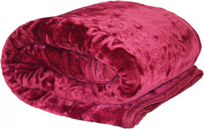 PHF Self Design Single Mink Blanket for  Heavy Winter(Woollen Blend, Maroon Light)