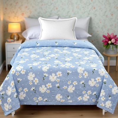 KWALITY DREAMS Printed Single AC Blanket for  AC Room(Poly Cotton, Soft Sky Blue)