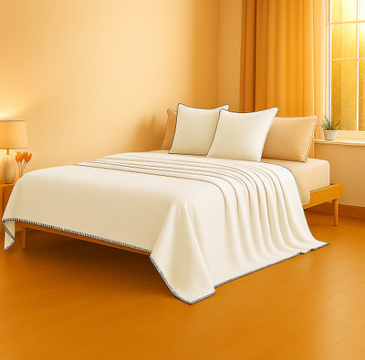 SANMARINO Solid Single AC Blanket for  Mild Winter(Polyester, Beige, Flannel Blanket, 270 GSM)