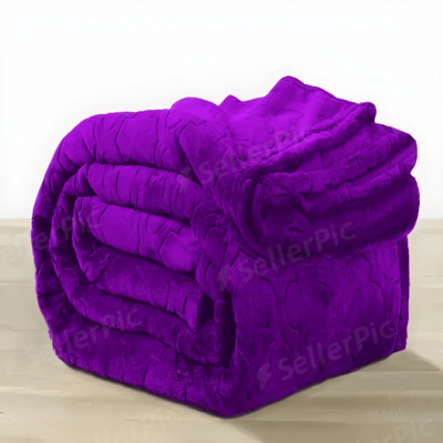 Deniyal ENTERPRISES Solid Double Mink Blanket for  Heavy Winter(Cotton, Purple)