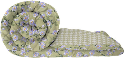 Floating Dreams Abstract Single Comforter for  AC Room(Poly Cotton, Green Flower)