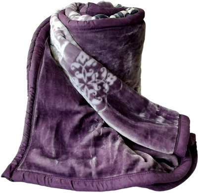 WARZMY Floral Double AC Blanket for  Heavy Winter(Polyester, lt wine)