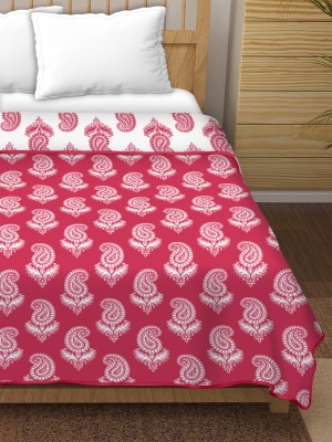 SOFTDREAMS Printed, Floral Single Dohar for  AC Room(Cotton, Pinkish Red & White)