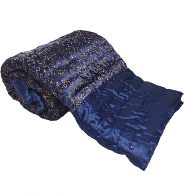 Gnudi Printed Double Quilt for  AC Room(Silk, Blue)