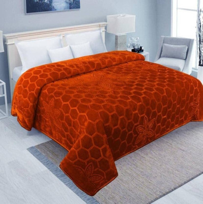 MFI Self Design Double Mink Blanket for  Heavy Winter(Microfiber, Rust)