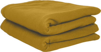 WARMZY Floral Single Fleece Blanket for  Heavy Winter(Polyester, Camel)