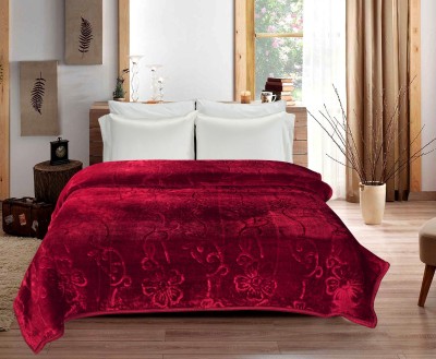 KIXTA Self Design Double Mink Blanket for  Heavy Winter(Microfiber, Maroon)