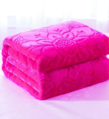 Changers Floral Double Mink Blanket for  Heavy Winter(Polyester, Pink)