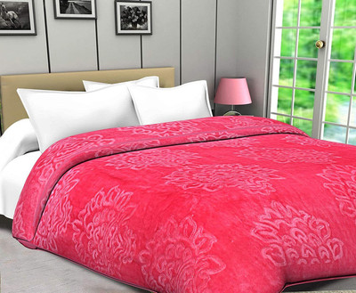 Aorihome Floral Single Mink Blanket for  Heavy Winter(Microfiber, Pink)