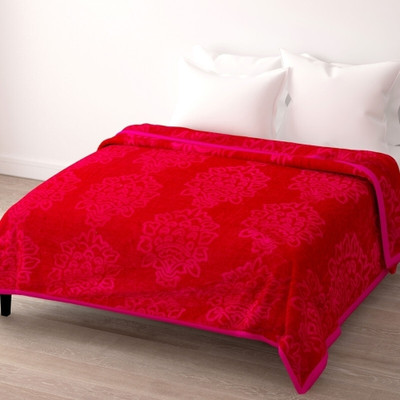Convalexa Floral Double Mink Blanket for  Heavy Winter(Microfiber, Maroon)