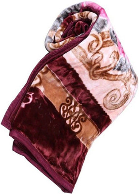 GKM Floral Single Mink Blanket for  Mild Winter(Microfiber, Multicolor)