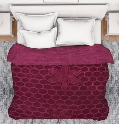 Shivam impex Self Design Double Woollen Blanket for  Heavy Winter(Microfiber, Burgundy)