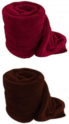 n g products Solid Single Fleece Blanket for  Mild Winter(Polyester, Red, Brown)