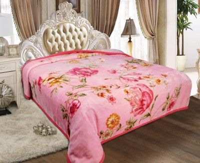 RAJASTHAN HANDLOOM Floral Double Mink Blanket for  Heavy Winter(Polyester, Baby Pink)