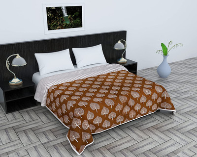 Yug Handicraft Printed Double Dohar for  AC Room(Cotton, White & Metallic)