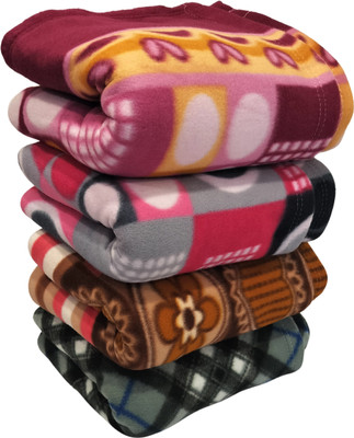 HOMIEE Floral Single Fleece Blanket for  Heavy Winter(Polyester, 4 set type-02)