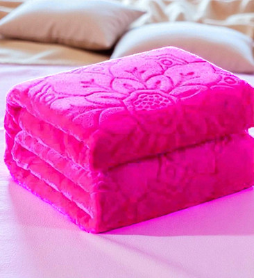 Changers Floral Double Mink Blanket for  Heavy Winter(Polyester, Pink)
