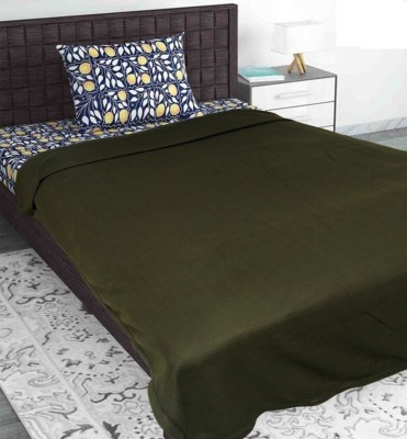 VORDVIGO Solid Single Fleece Blanket for  Heavy Winter(Polyester, Green)