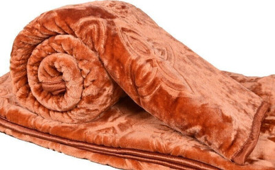 Convalexa Floral Double AC Blanket for  Mild Winter(Polyester, Gold)